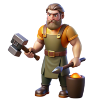 bold spectacular Hephaestus, god of the forge, blacksmith's hammer, NO BACKGROUND with Transparent Background. sharp png