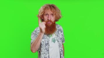 Irritated displeased aggressive unhappy man gesturing hands blaming scolding for failure problem video