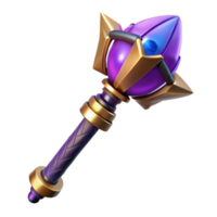 coveted art deco A powerful wizard's staff topped with a pulsating gemstone, NO BACKGROUND with Transparent Background. sharp png