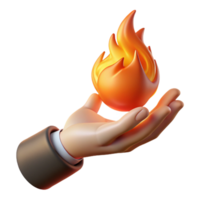 acclaimed avant-garde A single hand holding a flaming fireball, NO BACKGROUND with Transparent Background. sharp png