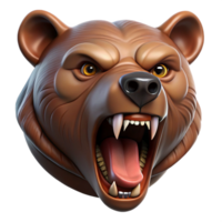 acclaimed mid-century A fierce, roaring bear head with sharp claws, NO BACKGROUND with Transparent Background. professional png