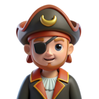 beautiful exceptional A cartoon-style pirate with an eye patch, NO BACKGROUND with Transparent Background. png