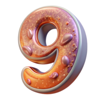 extraordinary abstract Salmon Decorative Font Number 9 Isolated high resolution png
