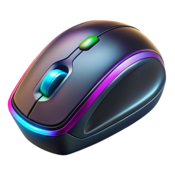 deslumbrante tranquilo nórdico sem fio jogos rato com rgb iluminação não fundo com transparente fundo. 8k png