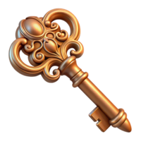 dazzling renaissance A detailed antique key with ornate carvings. NO BACKGROUND with Transparent Background. detailed png