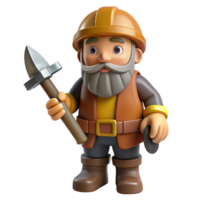breathtaking standout A sturdy dwarf miner with a pickaxe. NO BACKGROUND with Transparent Background. png