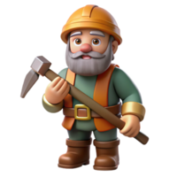 dazzling rustic A sturdy dwarf miner with a pickaxe. NO BACKGROUND with Transparent Background. detailed png