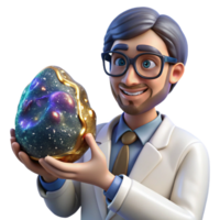 vibrant minimalist Scientist Examining a Fossil Transparent high quality png