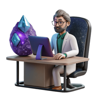 maravilloso clásico científico trabajando a computadora aislado en transparente antecedentes auténtico png