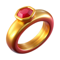 dynamic splendid A golden wedding ring with an embedded ruby. NO BACKGROUND with Transparent Background. flawless png