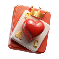 beautiful unforgettable A single playing card, the Queen of Hearts. NO BACKGROUND with Transparent Background. png