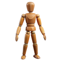 elegant acclaimed A wooden artist's mannequin, jointed and posable. NO BACKGROUND with Transparent Background. png