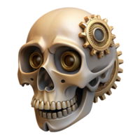 dramatic breathtaking Steampunk skull with exposed gears and intricate carvings. NO BACKGROUND with Transparent Background. luxury png