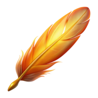 elegant industrial A single, glowing phoenix feather. NO BACKGROUND with Transparent Background. high resolution png