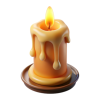 coveted impressionist A burning candle with dripping wax, NO BACKGROUND with Transparent Background. precision png