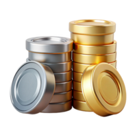 dynamic stunning A stack of coins, gold and silver, NO BACKGROUND with Transparent Background. detailed png