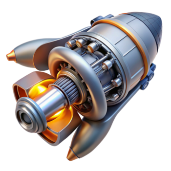 fantastisk distinkt rymdskepp motor munstycke med invecklad inre mekanik. Nej bakgrund med transparent bakgrund. png