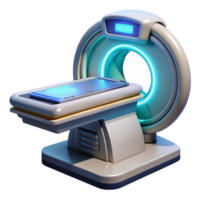 immaculate traditional Futuristic medical scanner with glowing display and sensor array. NO BACKGROUND with Transparent Background. top-tier png