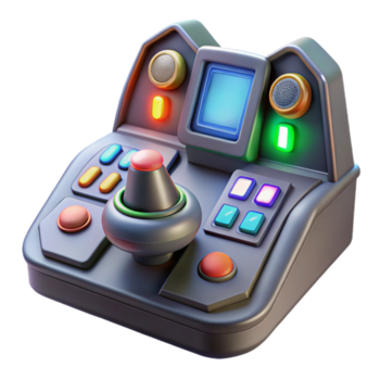 spectacular coastal Spaceship cockpit control panel with illuminated buttons and displays. NO BACKGROUND with Transparent Background. gallery standard png