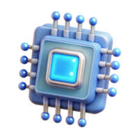 captivating distinguished Artificial intelligence chip with intricate circuitry and glowing diodes. NO BACKGROUND with Transparent Background. png