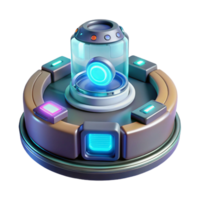 peaceful striking Futuristic communication device with holographic display and voice controls. NO BACKGROUND with Transparent Background. high resolution png