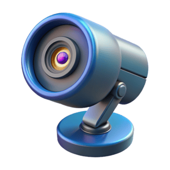 travolgente capriccioso creativo High Tech sicurezza telecamera con rotante lente e infrarosso sensori. no sfondo con trasparente sfondo. livello superiore png