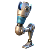 dramatic pristine Cybernetic prosthetic leg with intricate mechanics and hydraulics. NO BACKGROUND with Transparent Background. ultra HD png