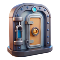 dazzling mysterious coastal Spaceship door with locking mechanism and security panel. NO BACKGROUND with Transparent Background. ultra HD png