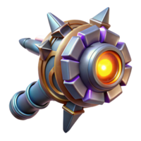 coveted avant-garde Alien weapon with glowing energy core and intricate design. NO BACKGROUND with Transparent Background. museum quality png