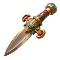 elegant celebrated Steampunk dagger with ornate handle and sharp blade. NO BACKGROUND with Transparent Background. png
