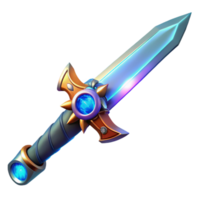 celebrated tropical Futuristic sword, glowing blade, ornate hilt, sleek design NO BACKGROUND with Transparent Background. exclusive png