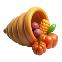 dynamic beautiful Cornucopia, horn of plenty, abundance symbol, NO BACKGROUND with Transparent Background. high quality png