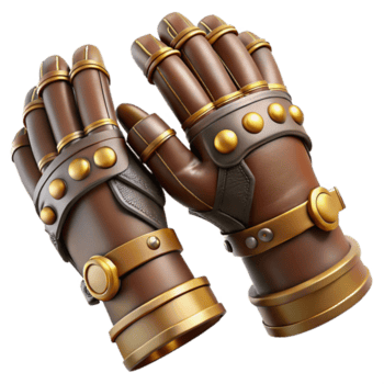 sonhadores deslumbrante steampunk luvas com articulado dedo juntas e couro manoplas. não fundo com transparente fundo. fresco png