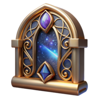 wonderful classic Stained Glass Window Section with Scrollwork Transparent authentic png