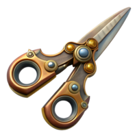 captivating retro Steampunk scissors with ornate handles and sharp blades. NO BACKGROUND with Transparent Background. fine detail png