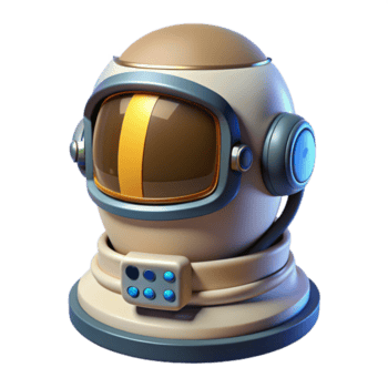 dynamic pristine Advanced spacesuit helmet with a HUD display. NO BACKGROUND with Transparent Background. artisan png