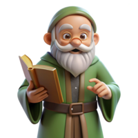 coveted creative A wise old sage with a book, NO BACKGROUND with Transparent Background. studio quality png