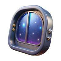 captivating calm elegant Spaceship window, futuristic design, view of stars, transparent. NO BACKGROUND with Transparent Background. high resolution png