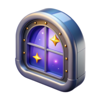 calm exquisite Spaceship window, futuristic design, view of stars, transparent. NO BACKGROUND with Transparent Background. genuine png
