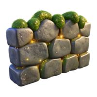 magnificent vintage Stone Wall with Moss Growth Isolated Element high resolution png