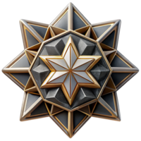 stunning modern Symmetrical Geometric Pattern Cutout Monochrome Star Design Isolated premium png