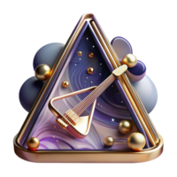 vibrant minimalist Triangle Instrument Cutout with Metallic Frame and Striker high resolution png