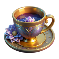 dramatic rustic Victorian Teacup and Saucer Floral Pattern Isolated authentic png