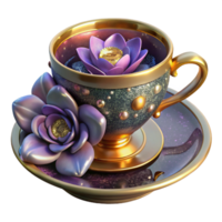 magnificent vintage Victorian Teacup and Saucer Floral Pattern Isolated authentic png
