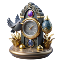 beautiful abstract Vintage Clock with Cuckoo Bird Isolated authentic png