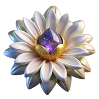 vibrant rustic White Daisy Fractal Flower Isolated authentic png