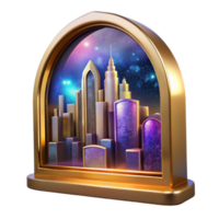 impressive creative Window Reflection Cityscape Blurred Transparent Background premium png