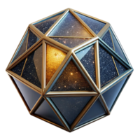 extraordinary creative Wireframe Icosahedron 3d Model Isometric View Isolated high quality png