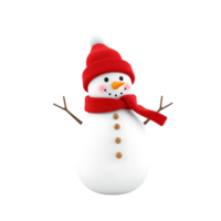Festive 3D Render of a Smiling Snowman with Red Hat and Scarf png