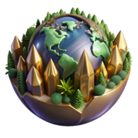 serene creative World Map with Forest Regions Highlighted Cutout Element professional png